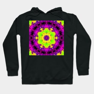 Psychedelic Kaleidoscope Flower Purple Yellow and Green Hoodie